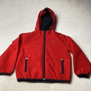 Tommy Hilfiger: Kids' Red Softshell Hooded Jacket, Zippered Pockets, Size XS 4/5
